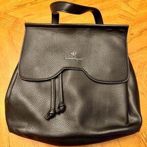 Nanette Lepore Black Faux Leather Arabelle Crossbody Backpack/ Shoulder Bag